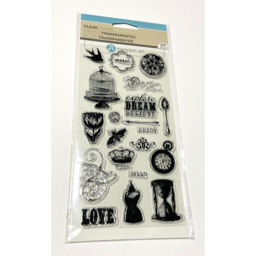 Hampton Art Clear Stamps Love Queen Hello Enjoy Tulip Bird Pocket Watch Spoon